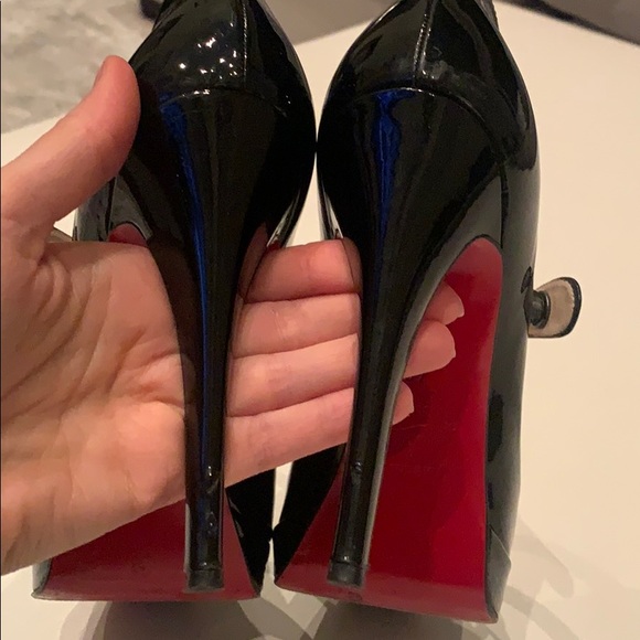 Christian Louboutin black patent open toe pumps - Picture 8 of 8
